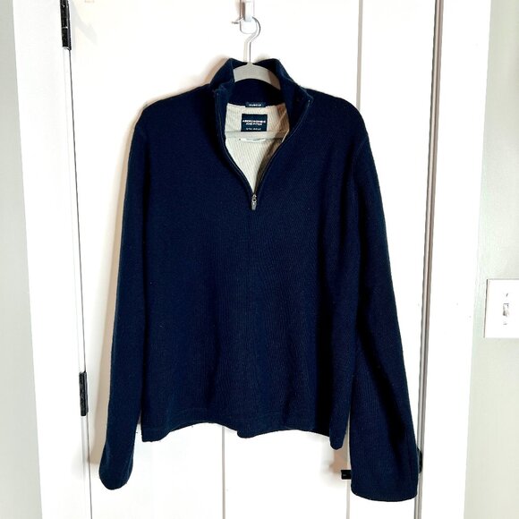 Abercrombie and Fitch Gym Issue Muscle Quarter Zip Navy Blue Merino Wool Sweater - Picture 1 of 3